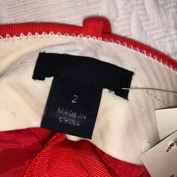 J Crew Bright Tomato Orange Linen Silk Straight Leg Belt Loops Trousers 2 NWT - Picture 2 of 7